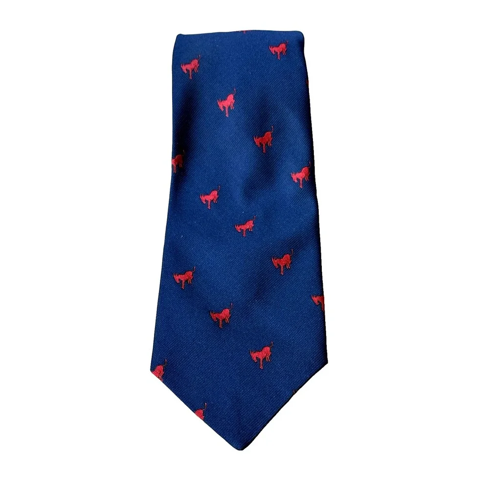 Pietpo Di Como Tie Mens Blue‎ Red Donkey All Over Print3 1/2 1982
